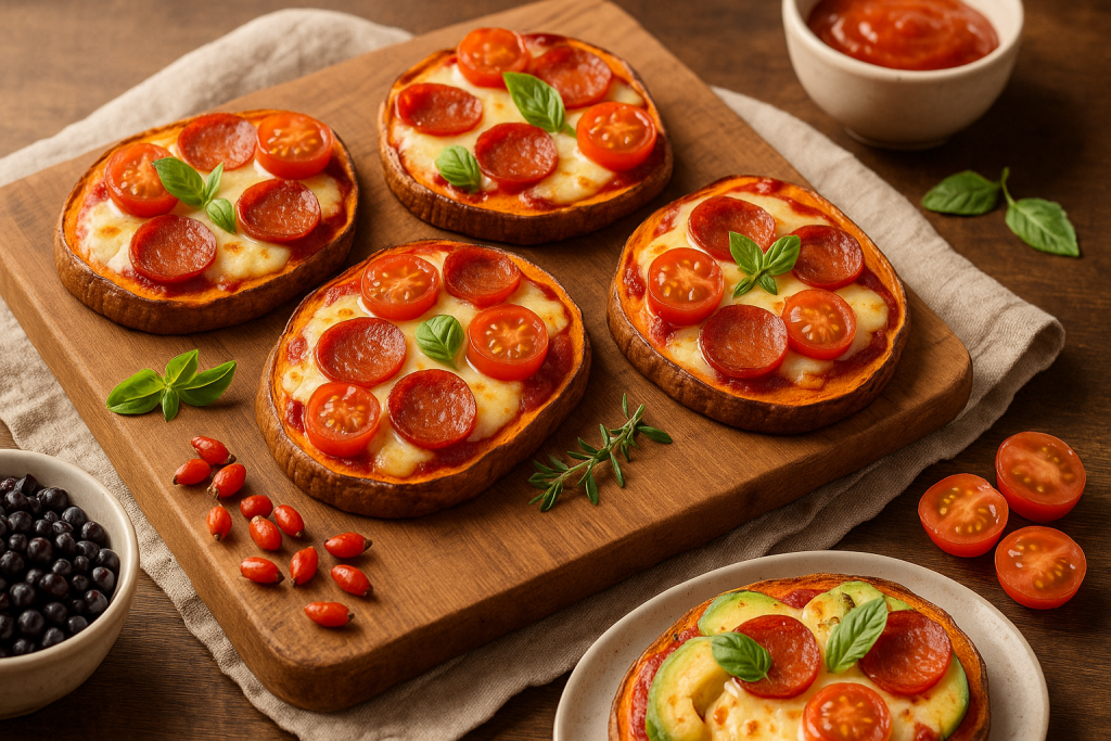 Toasts de patates douces façon pizza