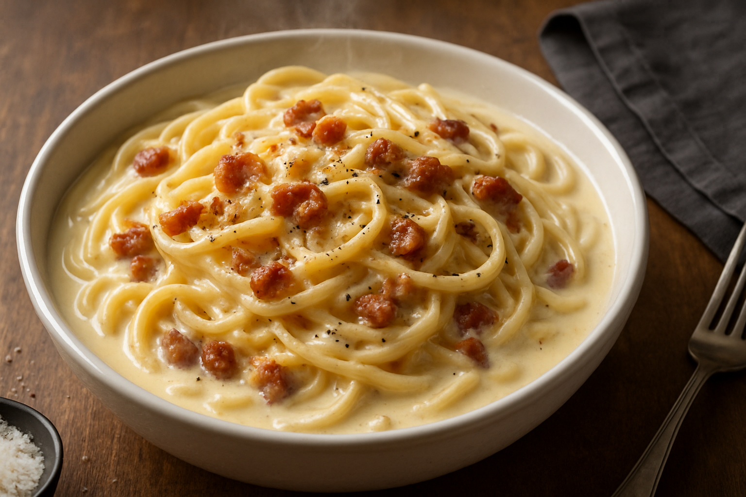 pâtes carbonara crème fraîche liquide ou épaisse