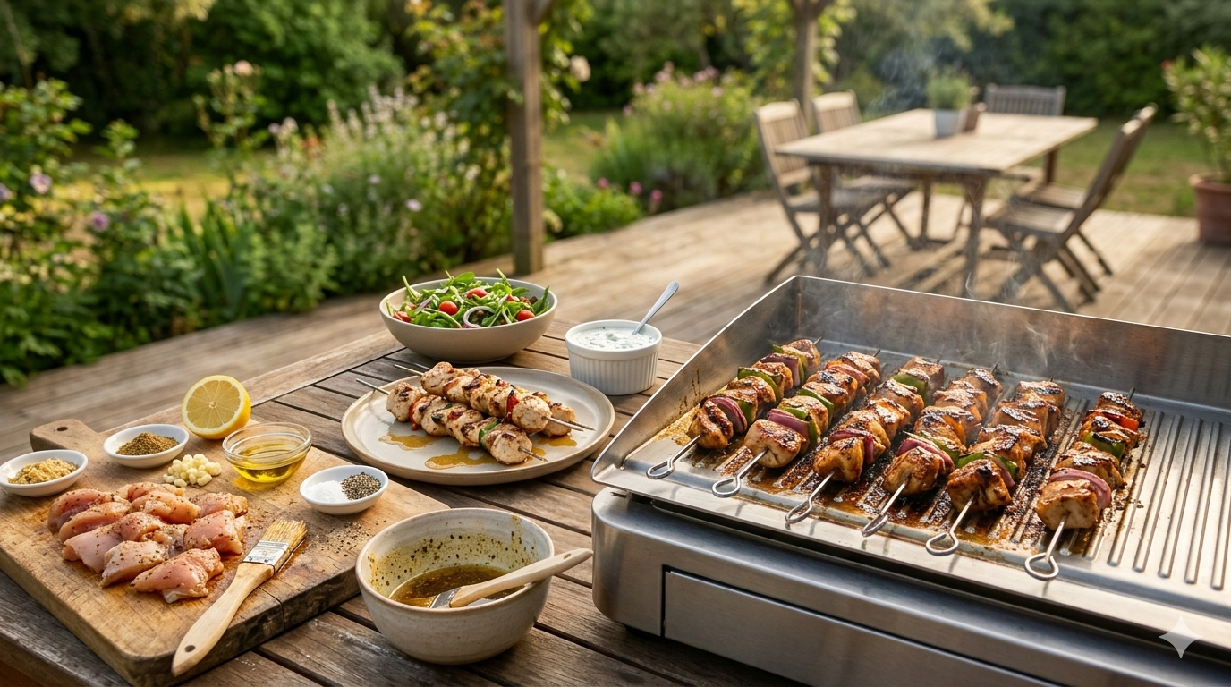 brochettes de poulet marinées